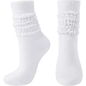 ⚡Women White Imported Cotton Slouch Socks Scrunch Knee High Slouchy Socks